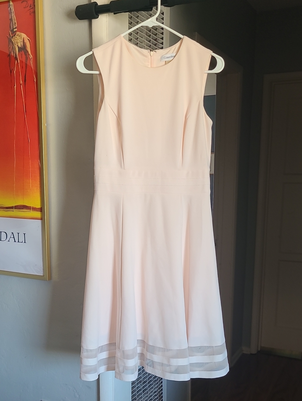 Calvin Klein Blush Sleeveless Midi Fit-and-Flare Dress